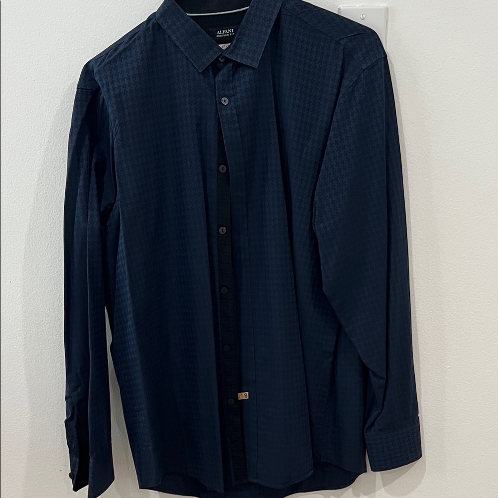 Alfani Men's Dark Navy Textured Dress Shirt